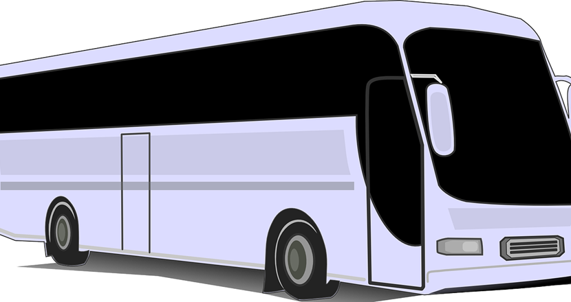 En vit buss. Illustration.